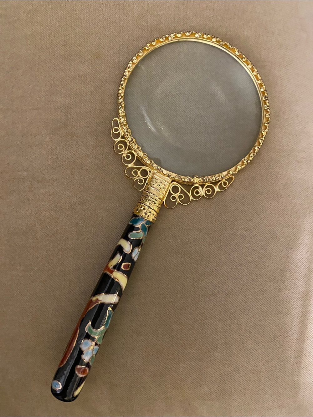 Gold-Tone Cloisonné Handle Magnifying Glass - Black & Multicolor